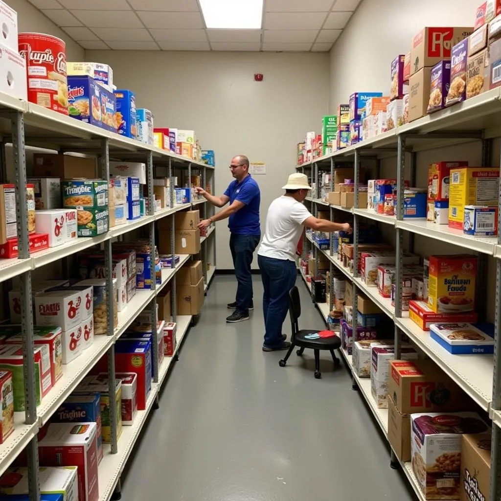 A well-stocked food pantry at the Society of St. Vincent de Paul in Cincinnati.