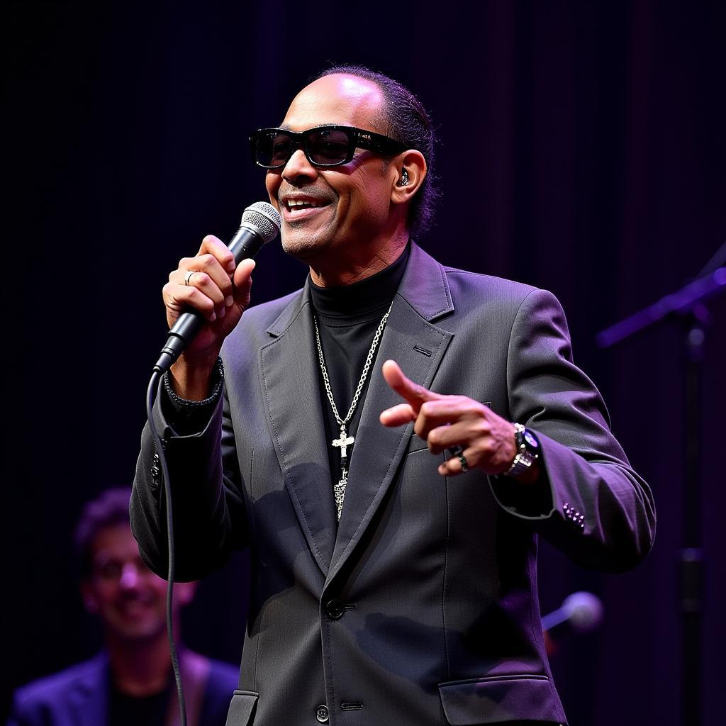 Stevie Wonder performing live on stage