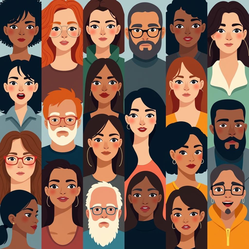 A collage of different faces representing diverse voices