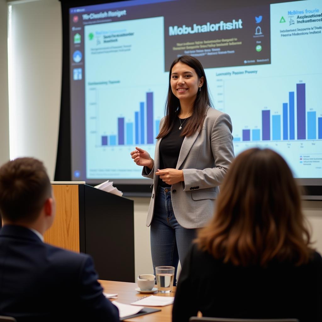 Science, Technology, and Society Graduate Delivering a Presentation