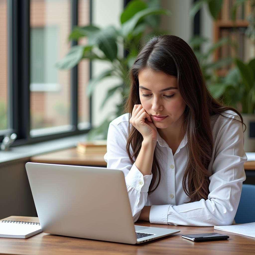 Student Reviewing College Applications and Scholarships