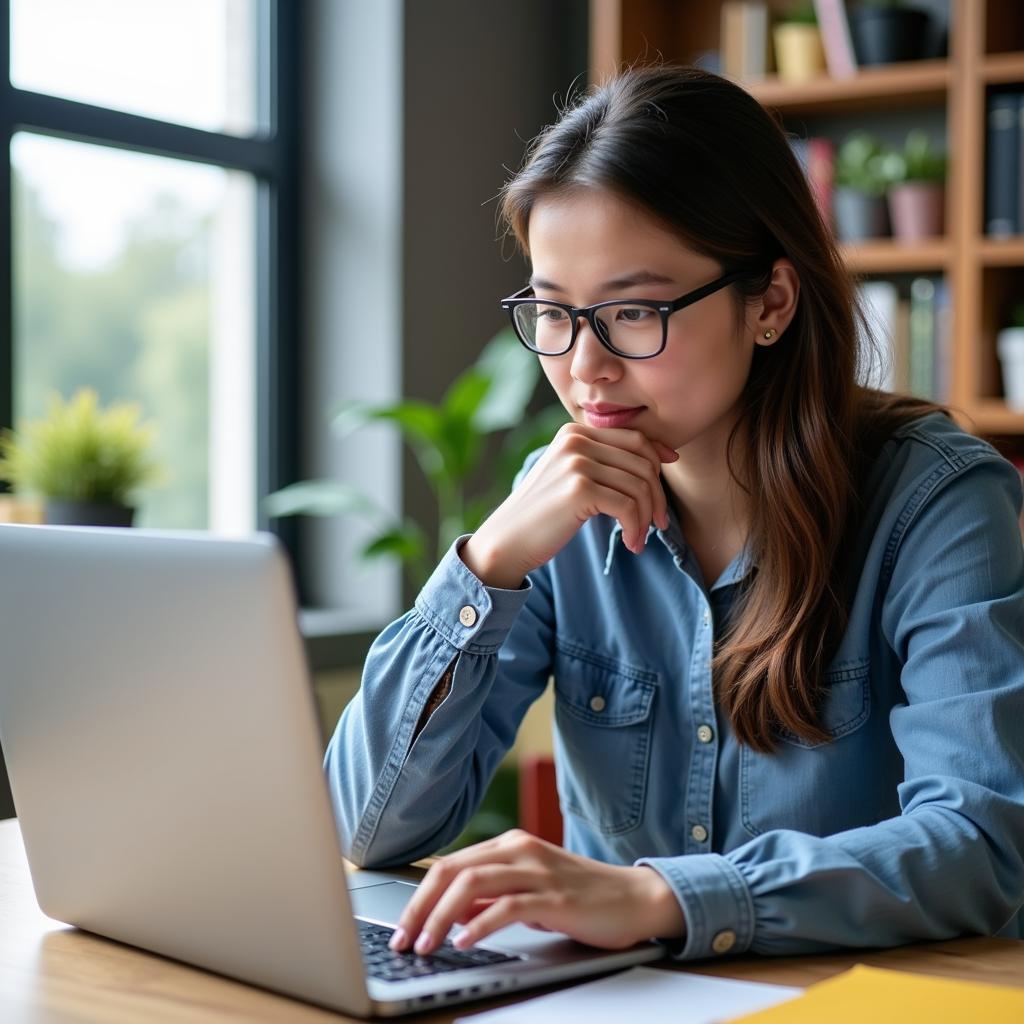 Student Reviewing Leadership Program Options