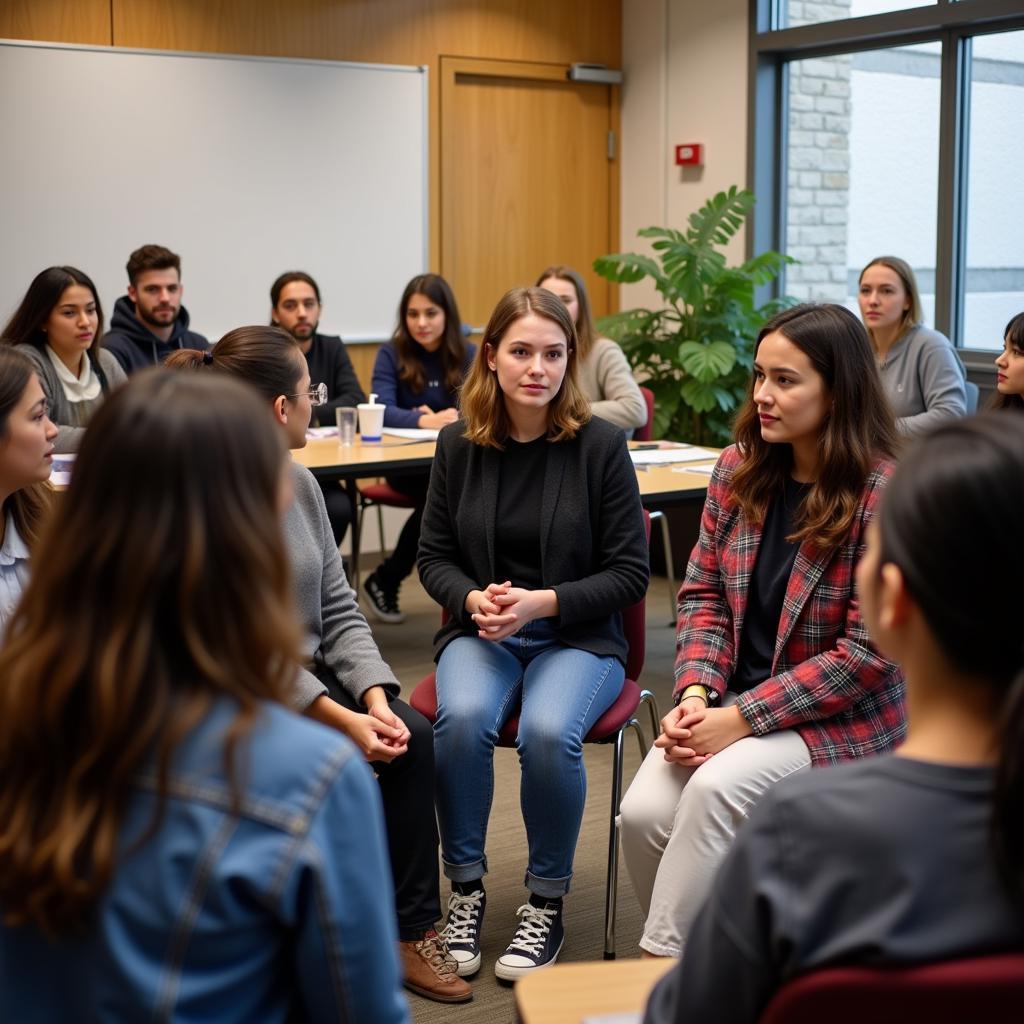  Students participating in an interactive peacebuilding workshop