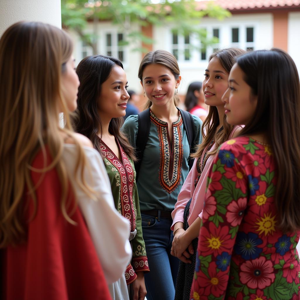 Students engaging in a cultural exchange program