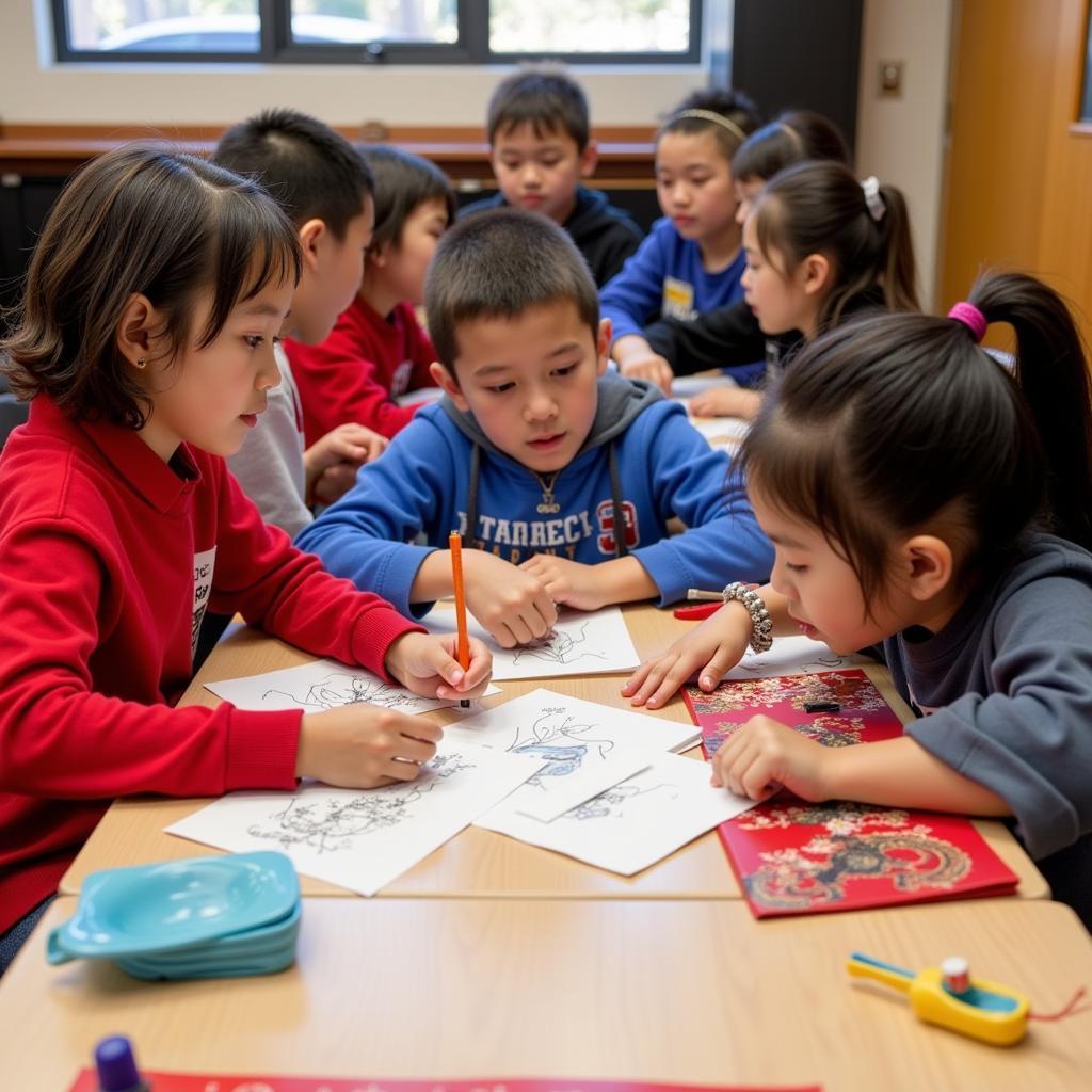 Students Engaging in a Mai Wah Society Workshop