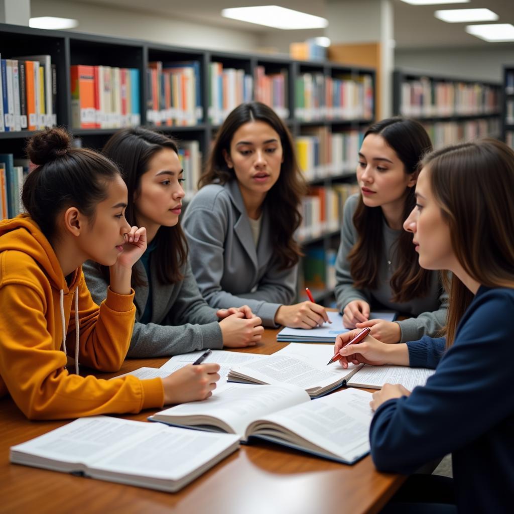 Students Studying in Library