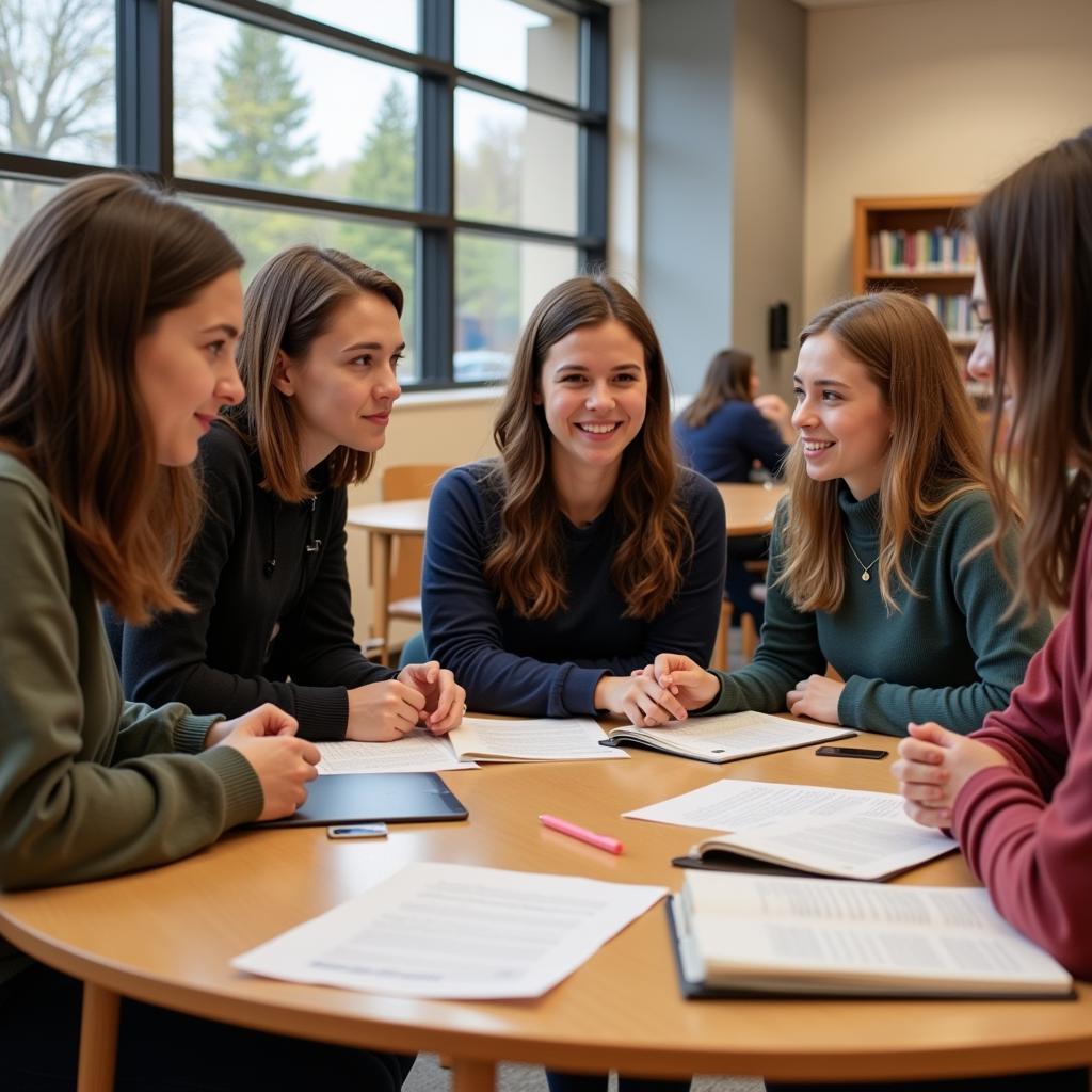 Students Studying with Library Books