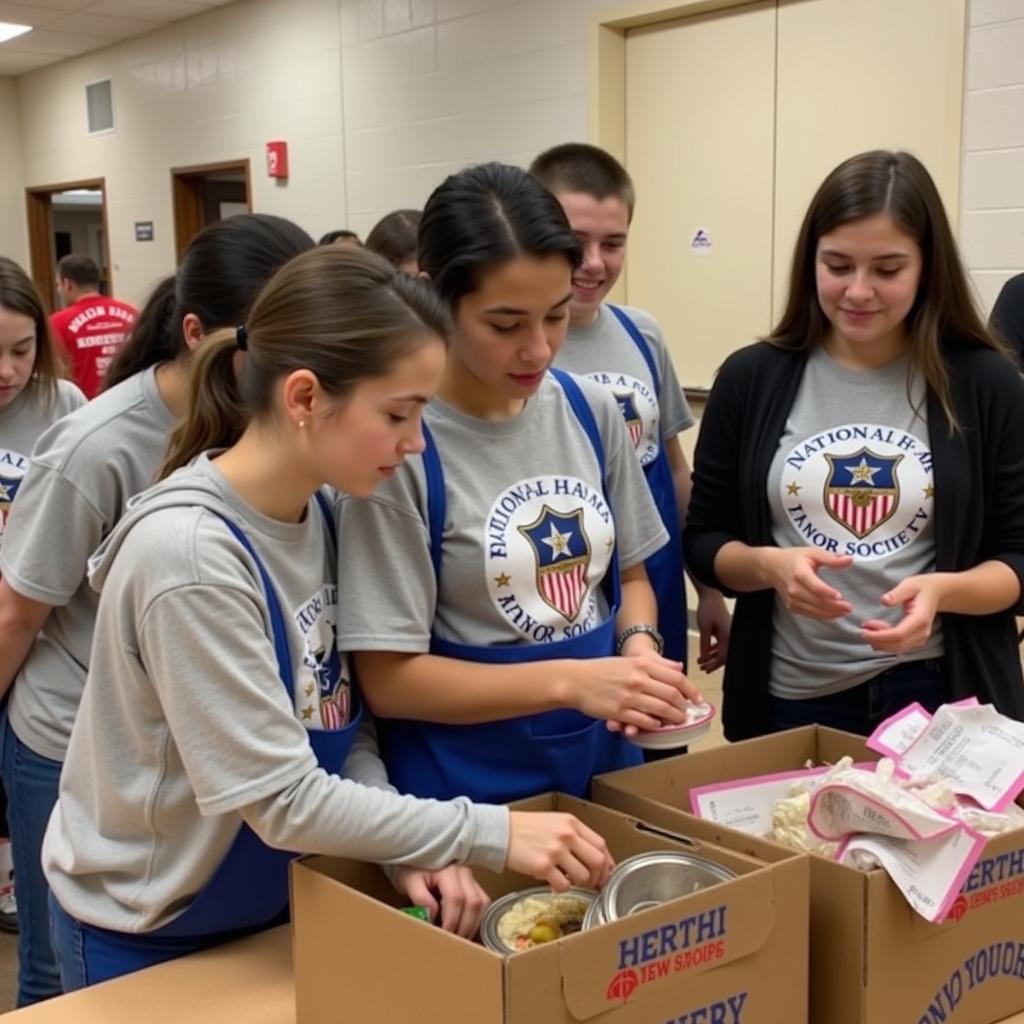 Students Volunteering in NHS shirts