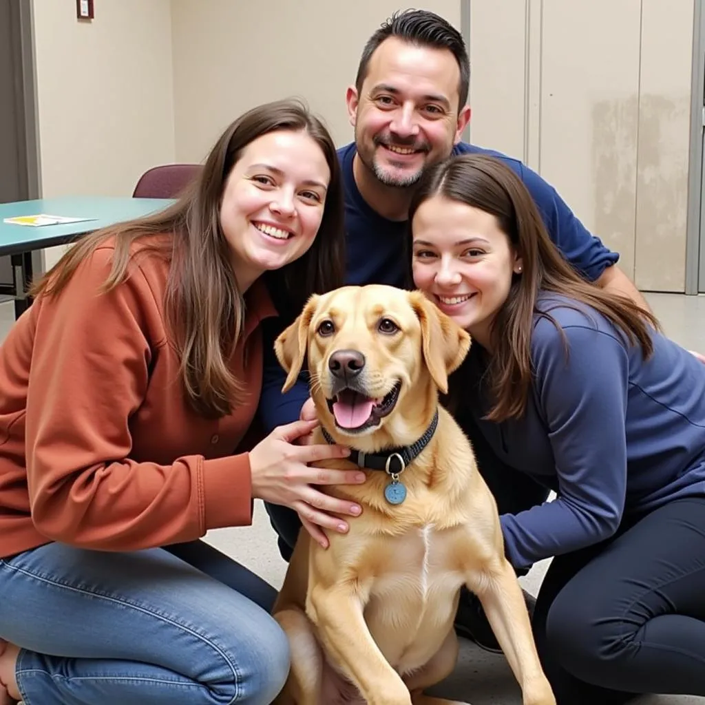 Happy family adopting pet at Summit Humane Society Ohio adoption event