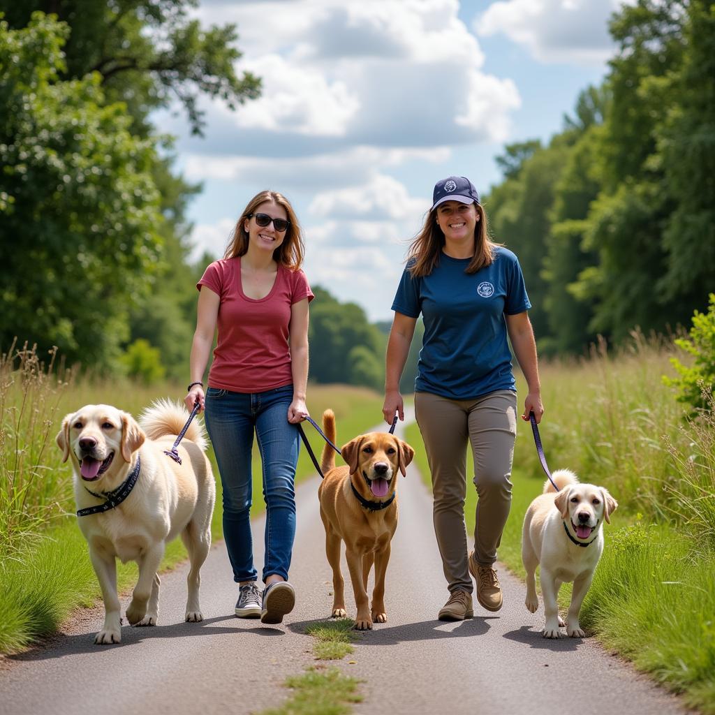 Volunteers Walking Dogs at Sumner County Humane Society