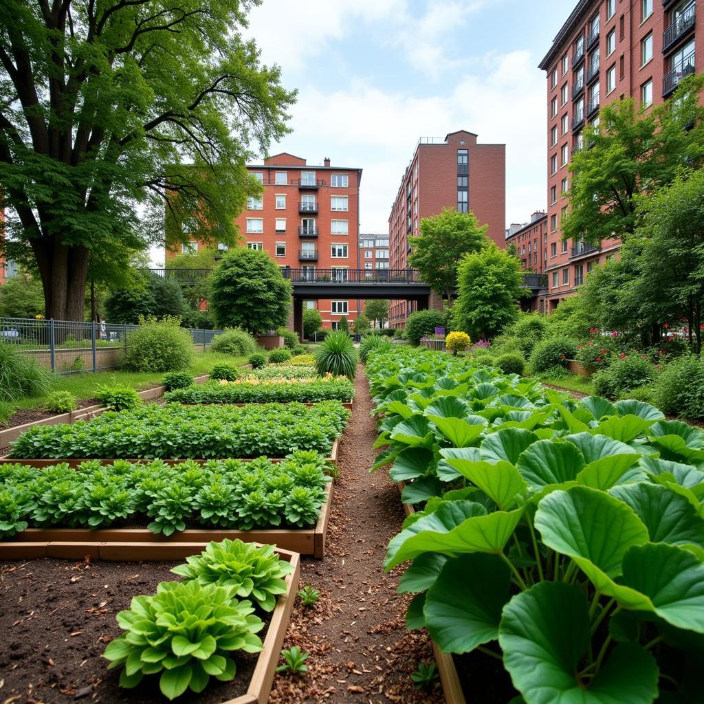 Community garden in an urban environment