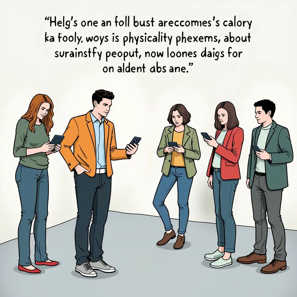 Image depicting people engrossed in their phones, ignoring each other in a social setting