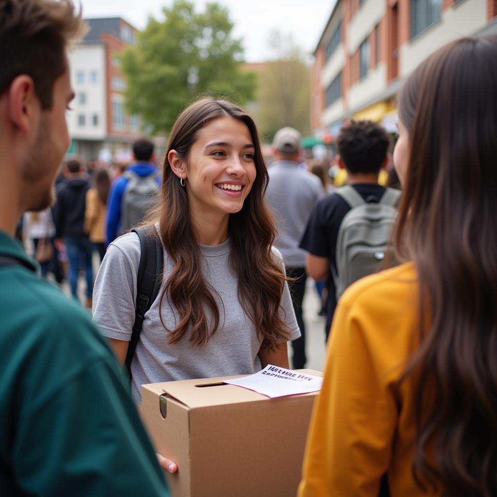 Teenager collecting donations for a charity event