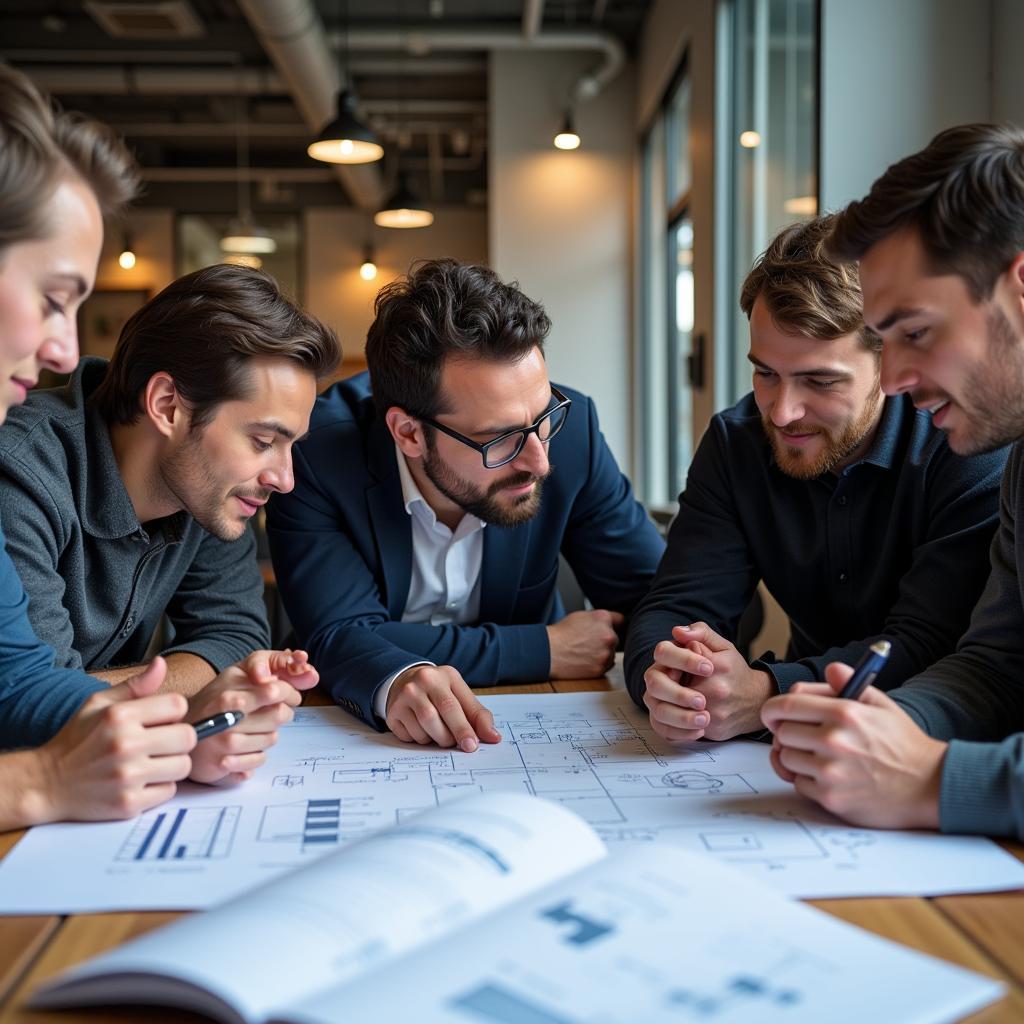 Engineers collaborating on a project