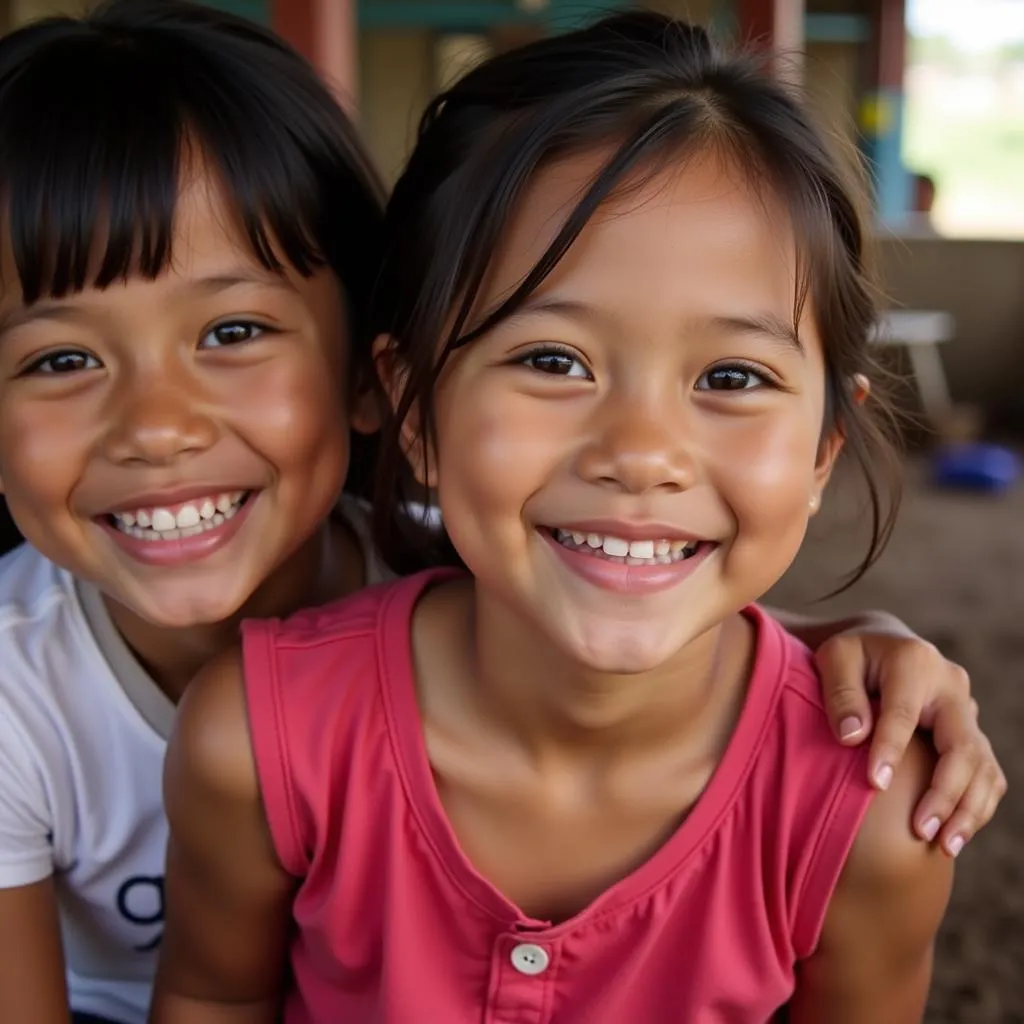 Thai children smiling brightly