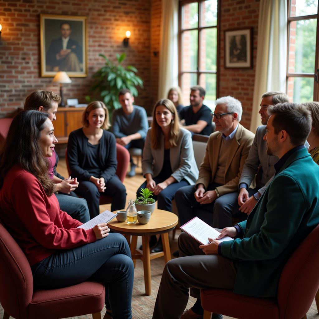 Members of the Theosophical Society Seattle engaging in a discussion