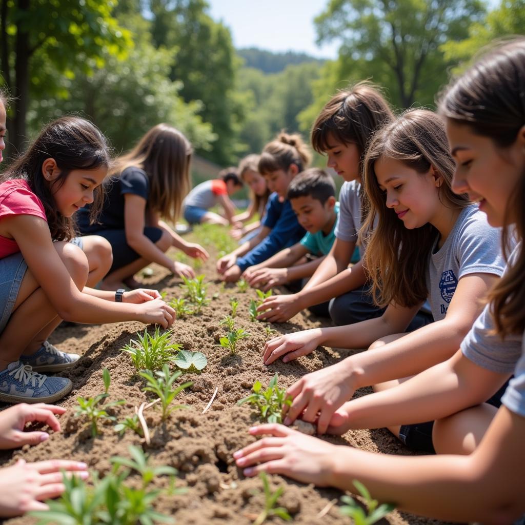 Tias students participating in a community engagement project