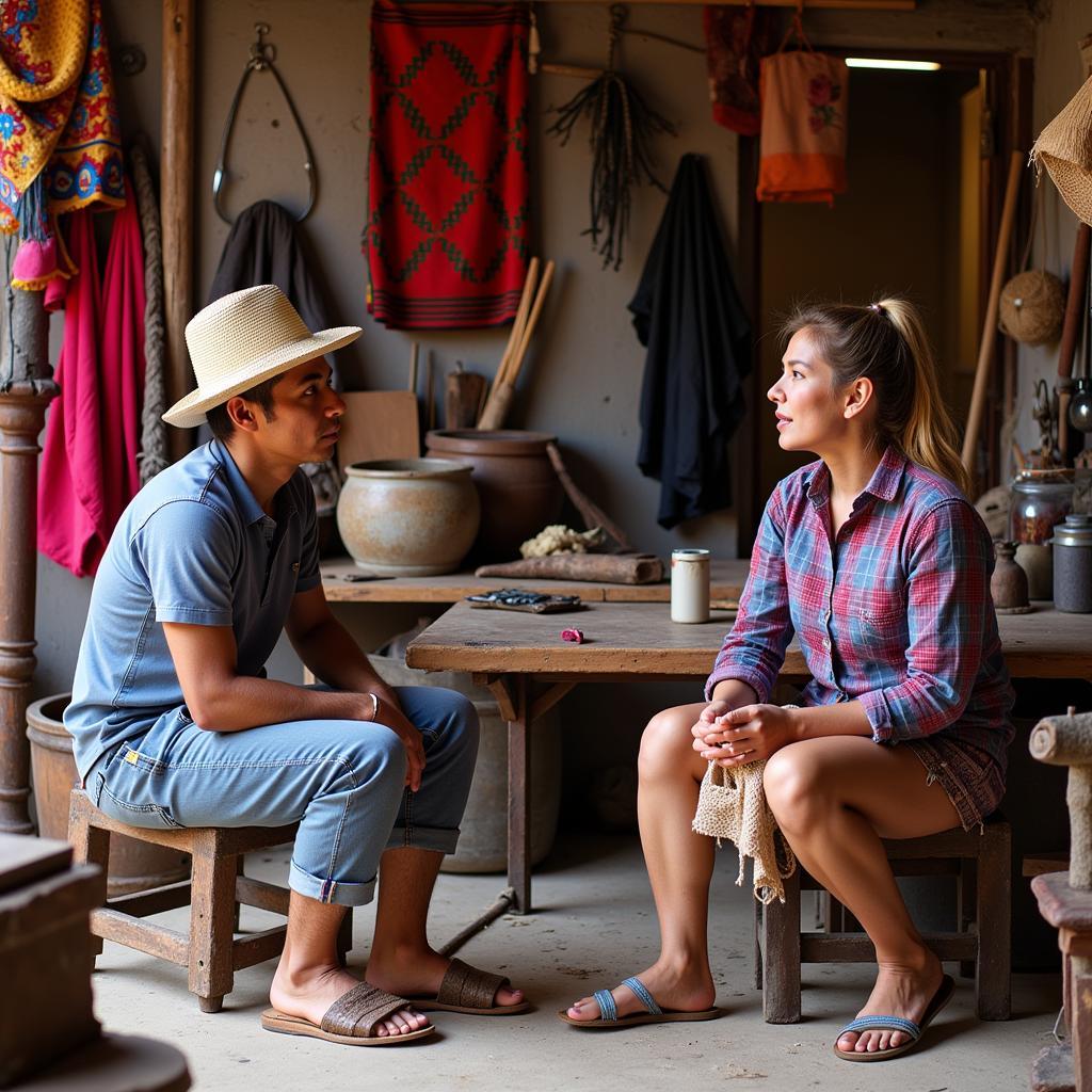 Travel Writer Interviewing a Local Artisan