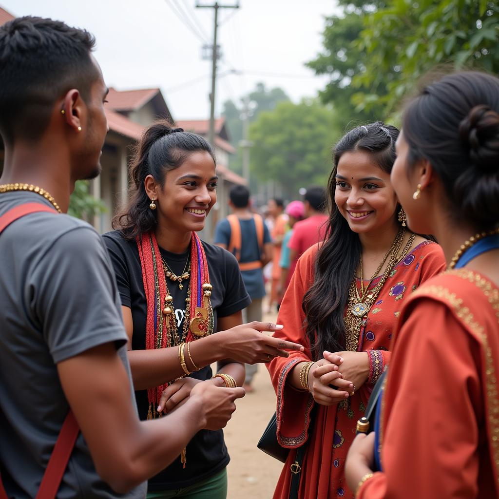 Travelers Engaging in Cultural Exchange