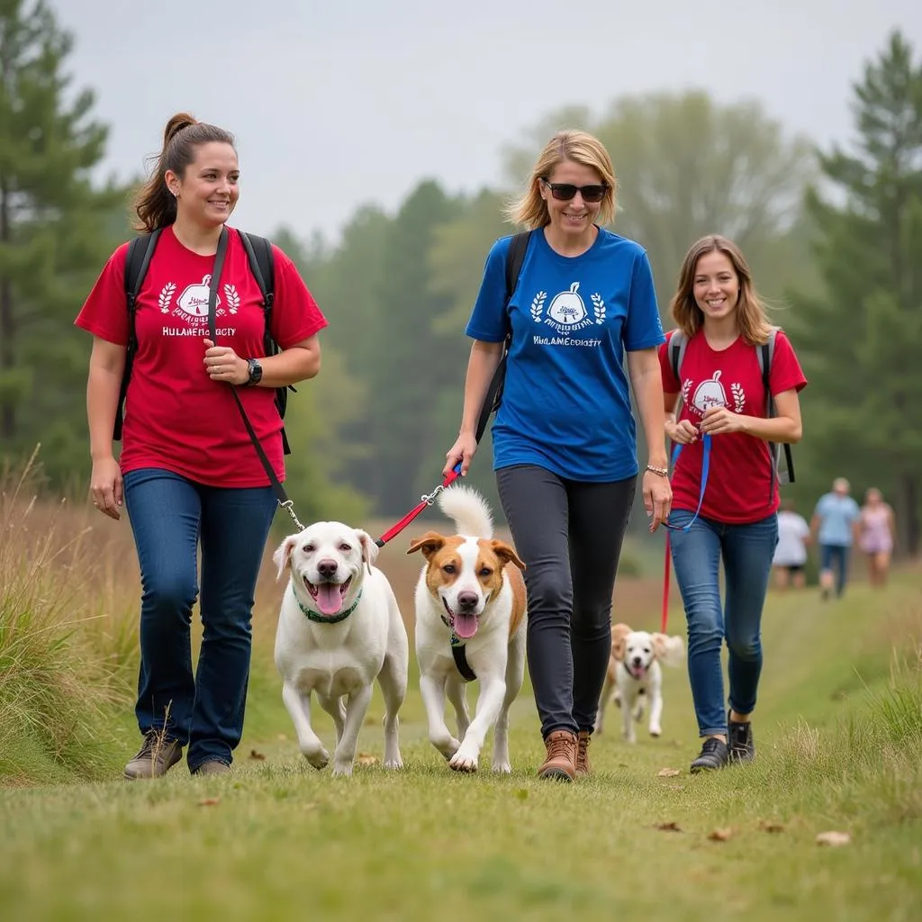 Tri-Lakes Humane Society Volunteers Walking Dogs