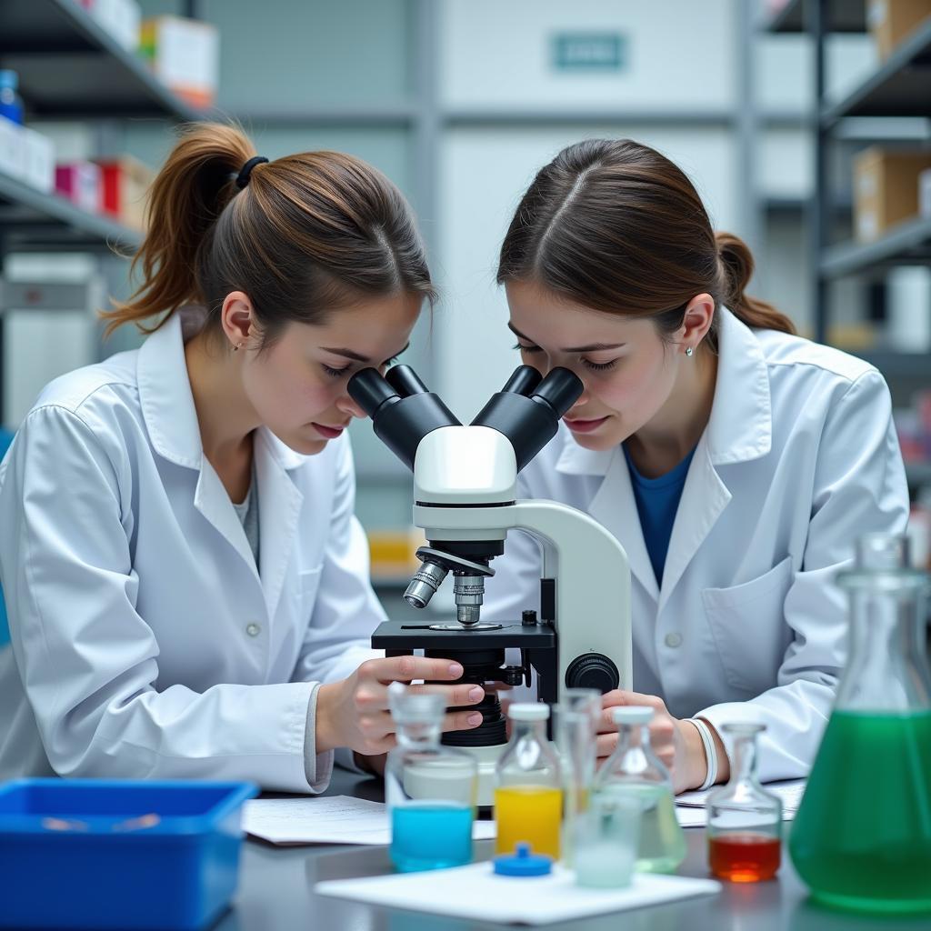 Scientists conducting research in a laboratory setting.