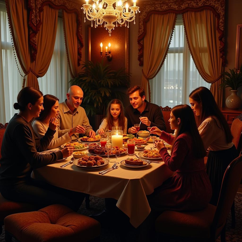 Family gathering in a traditional Turkish home