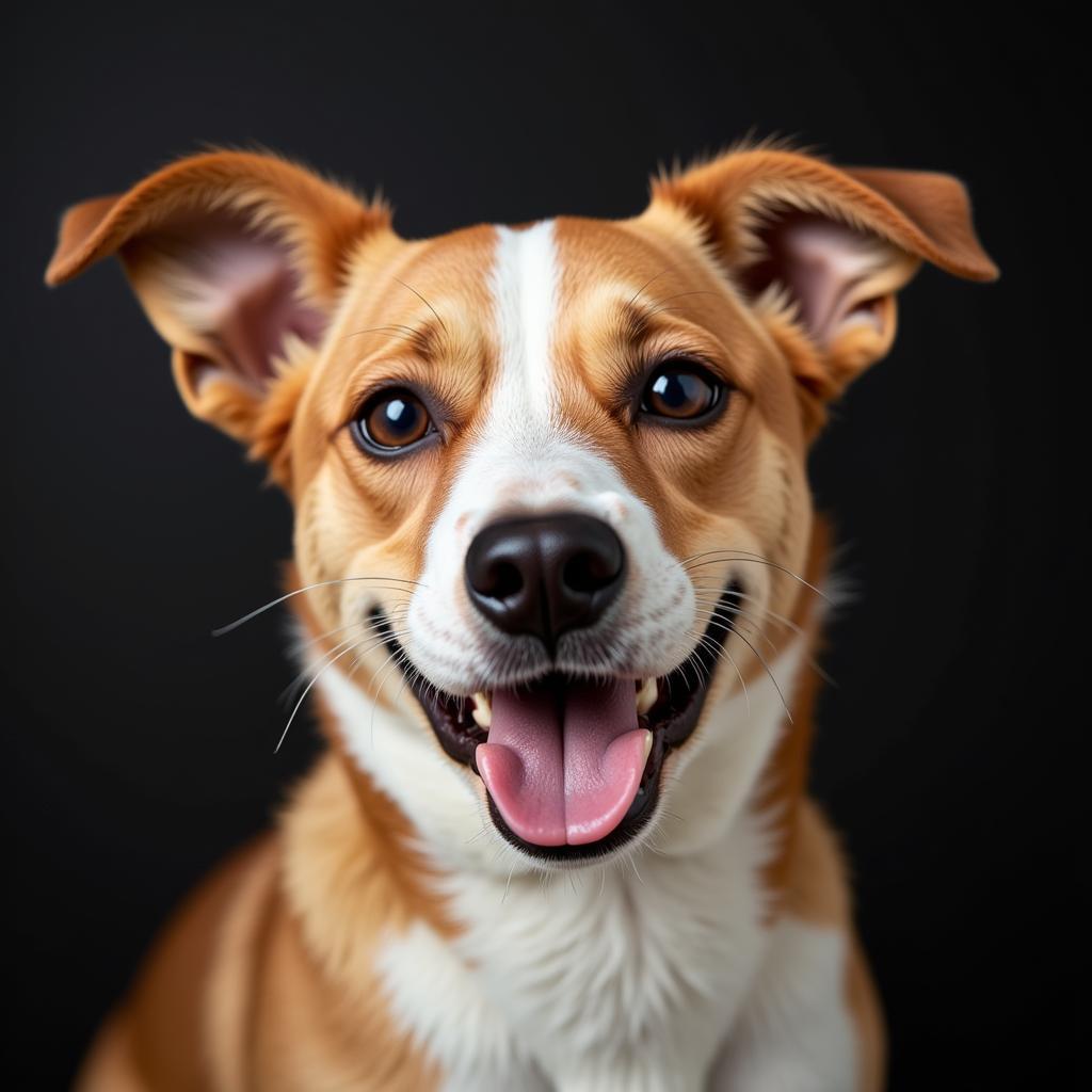 Close-up portrait of a happy dog at the Tuscarawas County Humane Society