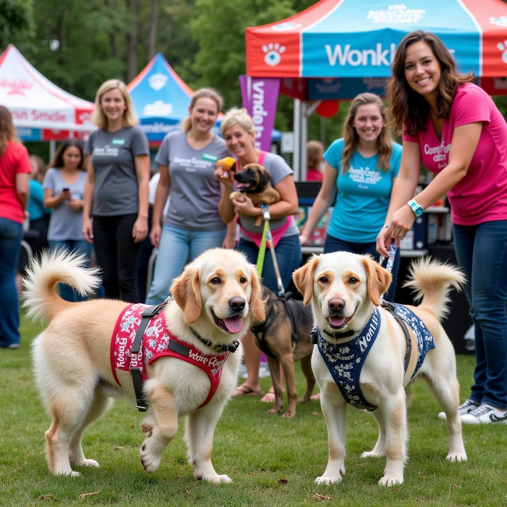 Smiling volunteers at a Twin County Humane Society adoption event