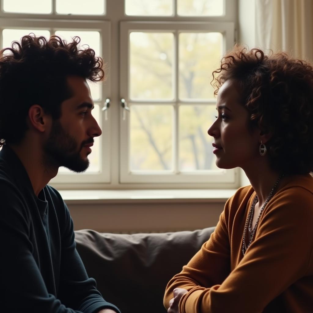 Two People Engaged in Meaningful Conversation