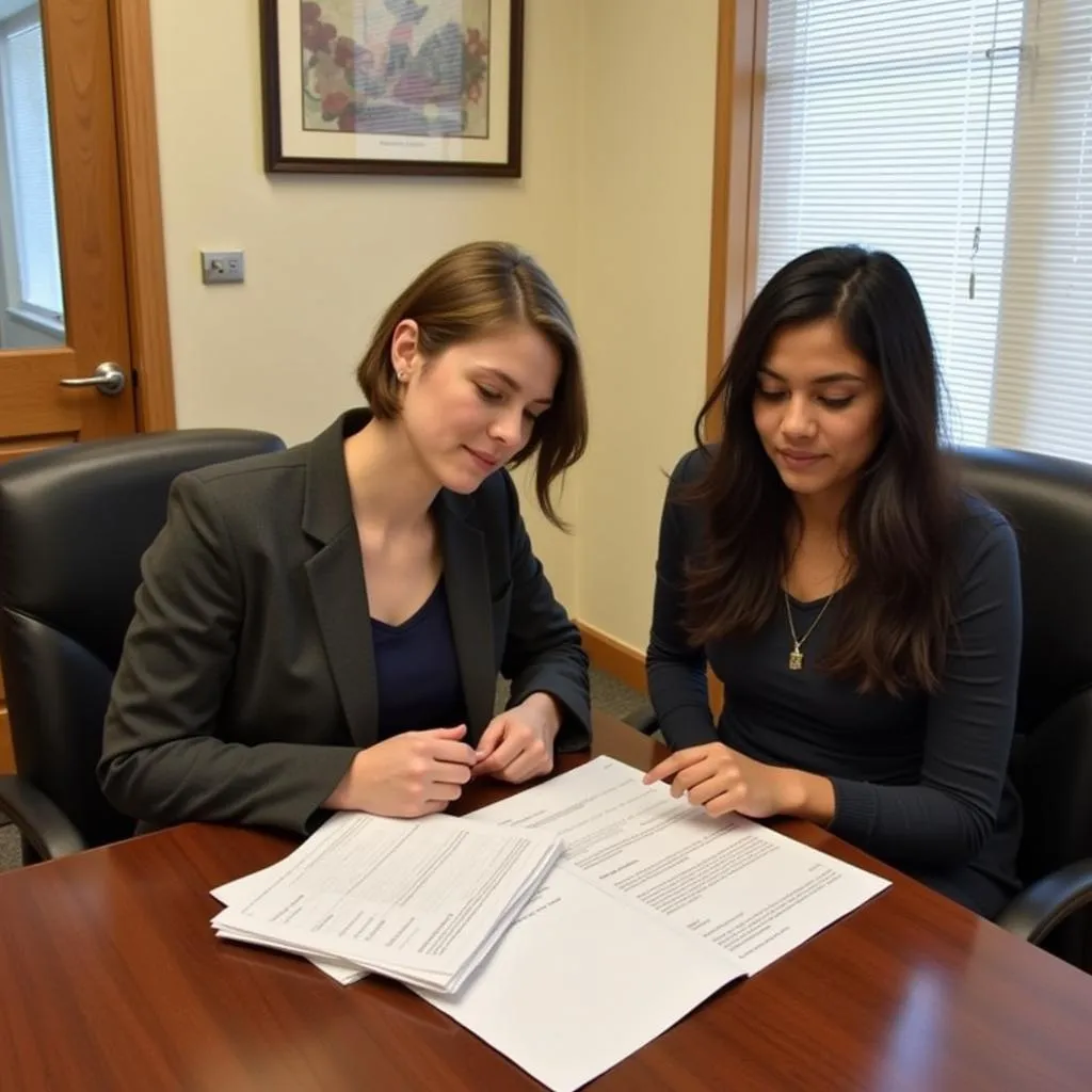 A UCSD Law and Society student participating in an internship at a legal aid organization.