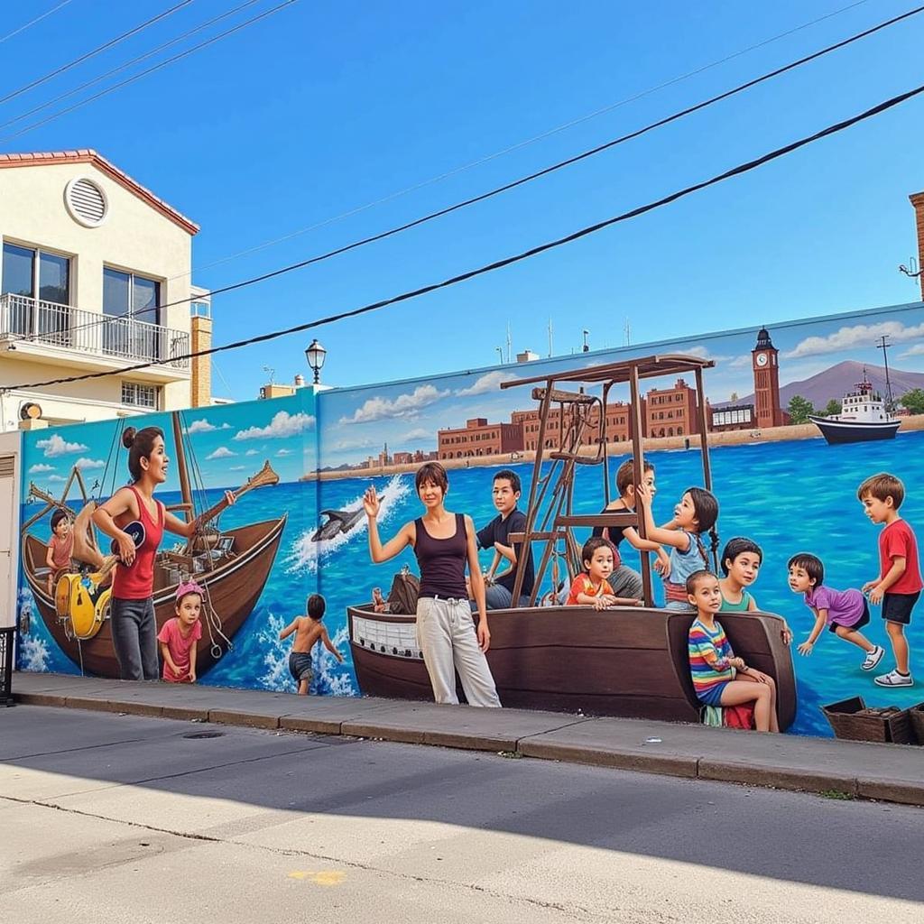 Valparaiso street art depicting local life