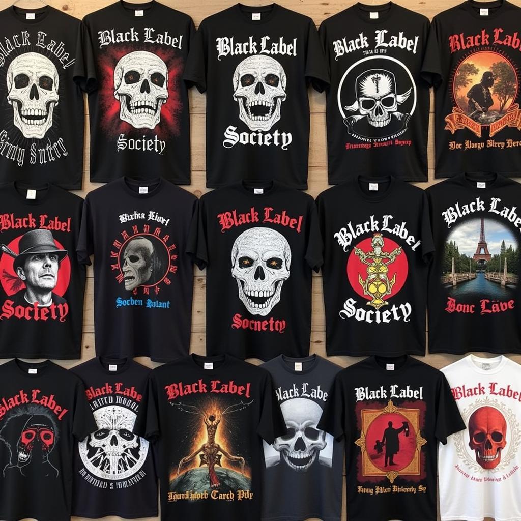 Variety of Black Label Society T-Shirts on Display