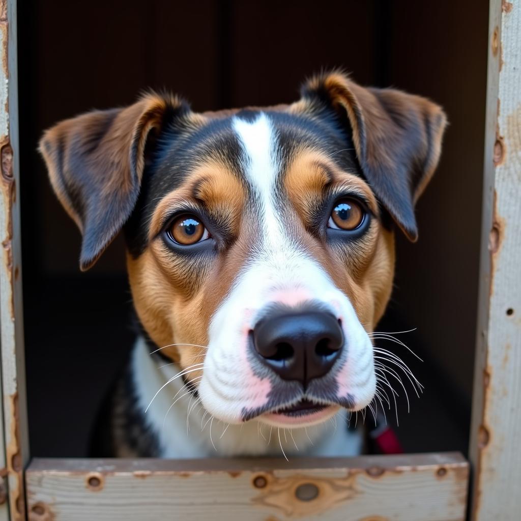 A dog looks hopefully from its kennel at Ventura Humane Society Ojai.