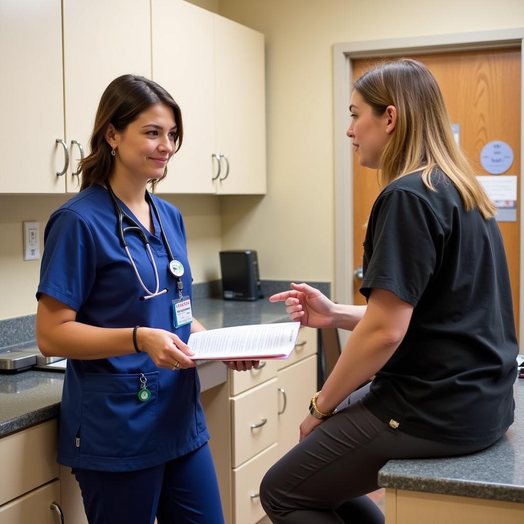 Veterinarian Consulting with Pet Owner about Vaccinations