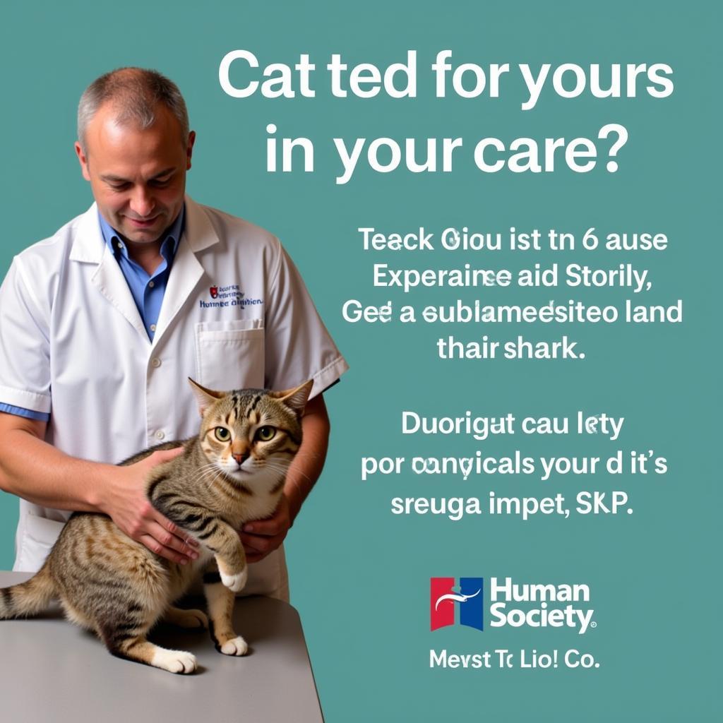  A veterinarian wearing a blue scrub top gently examines a tabby cat inside a bright and well-equipped examination room at the Humane Society of Mandan.