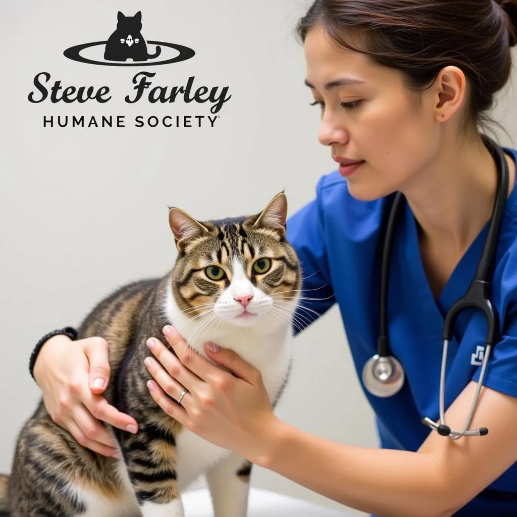 Veterinarian providing care to a cat