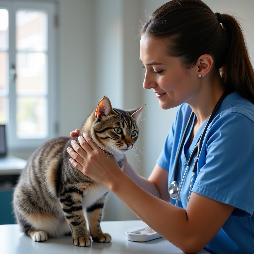 Veterinarian providing care at a humane society