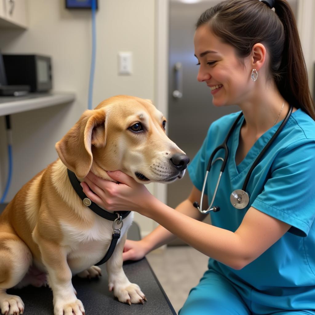 Veterinarian Examining Dog at OCHS