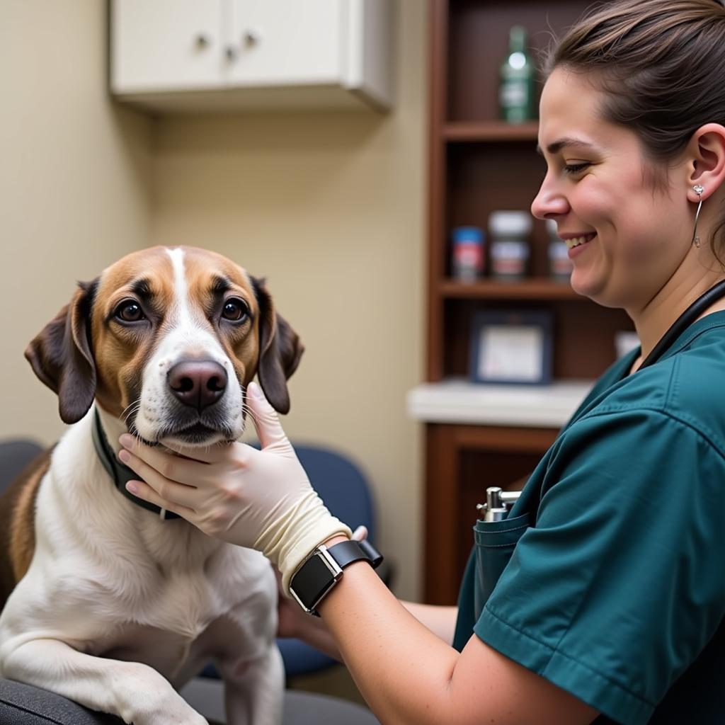 Veterinarian Examining Dog at Friday Harbor Shelter