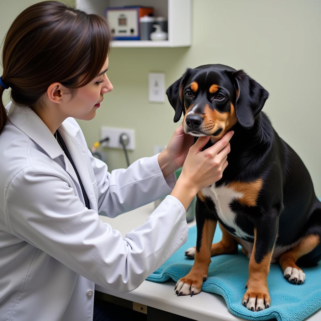 Veterinarian examining a dog at Humane Society Kingsland GA