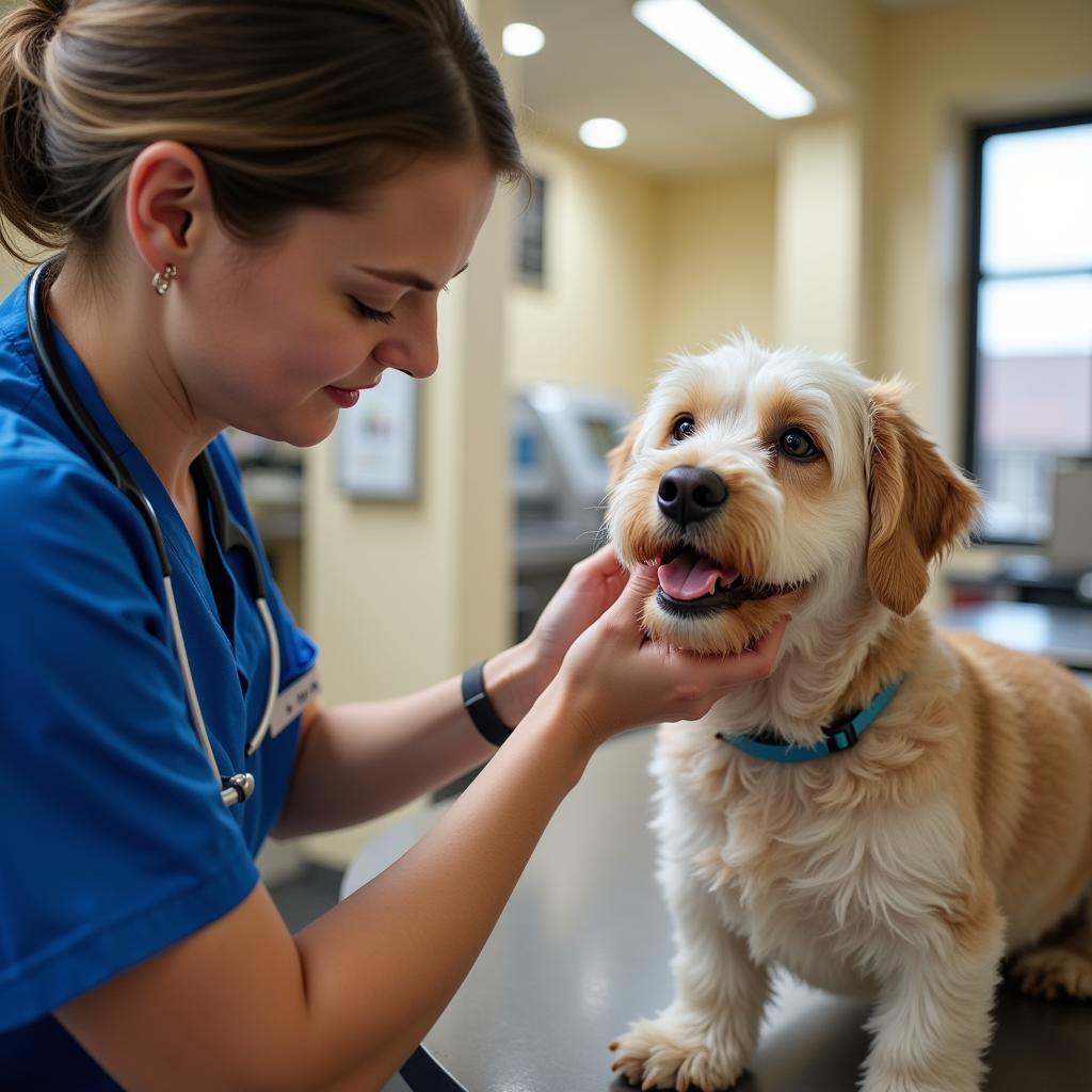 Veterinarian Examining a Dog at the Humane Society Milton Florida