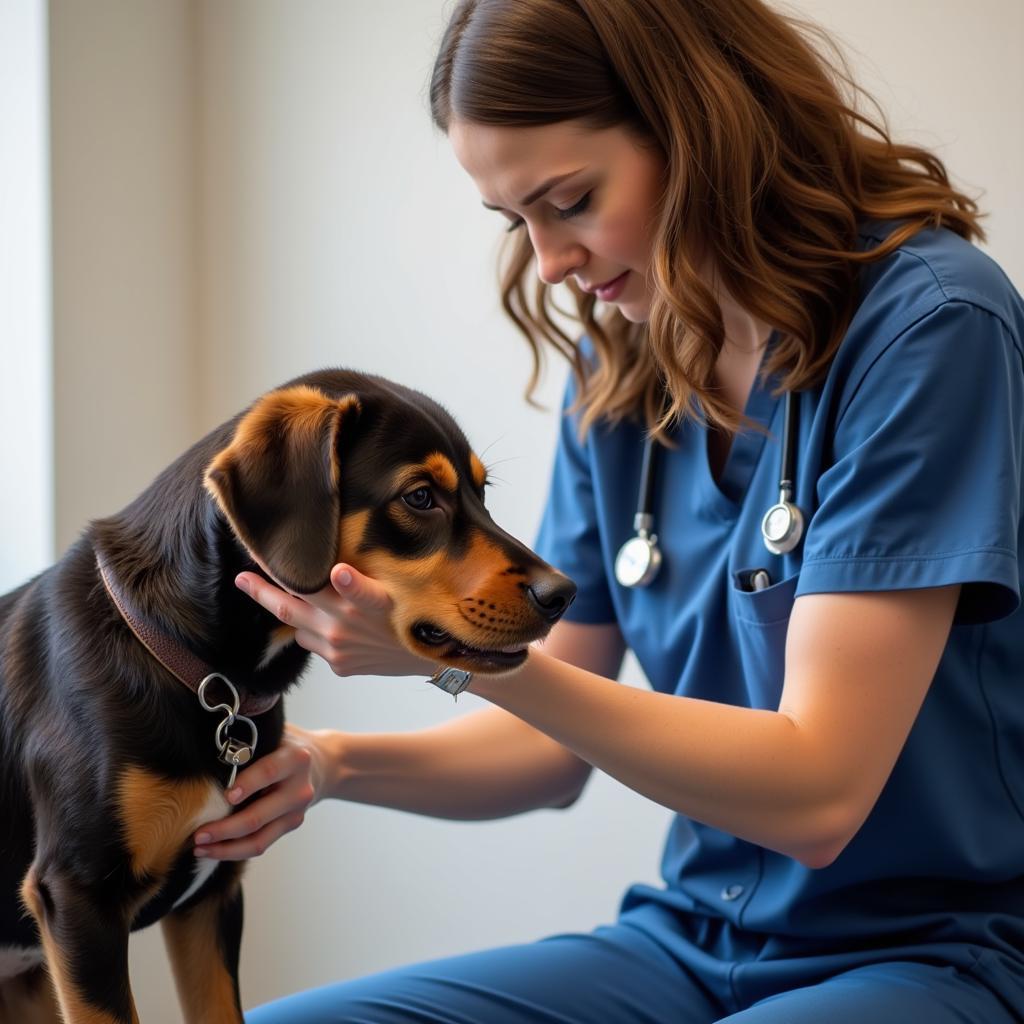 Veterinarian Examining Dog at Parkersburg Human Society