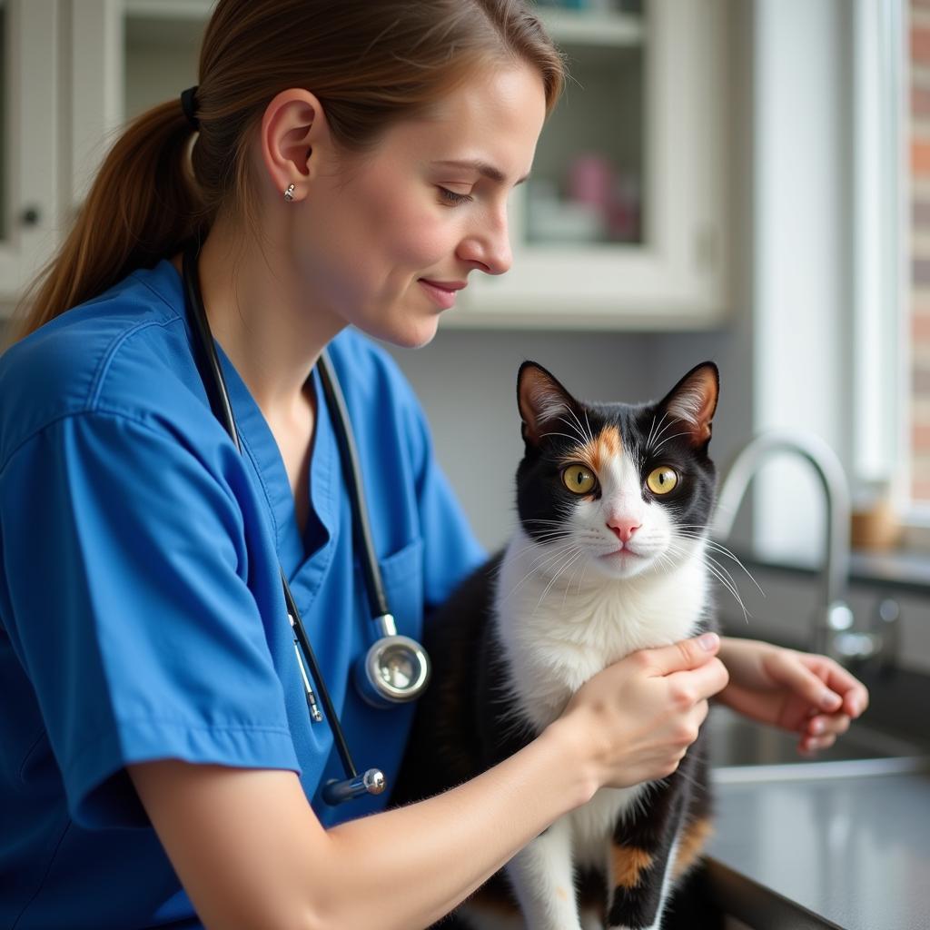 Veterinarian Examining Shelter Cat