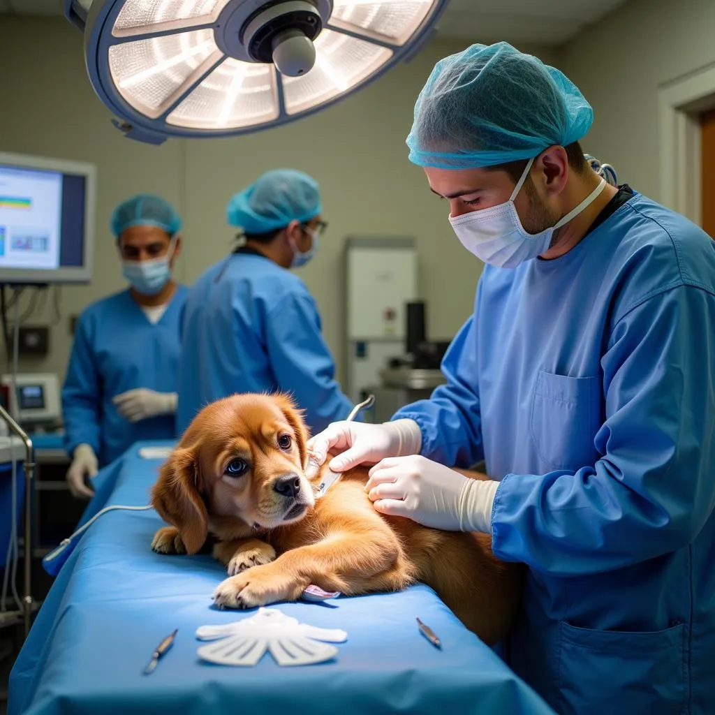 Veterinarian Performing Spay/Neuter Surgery