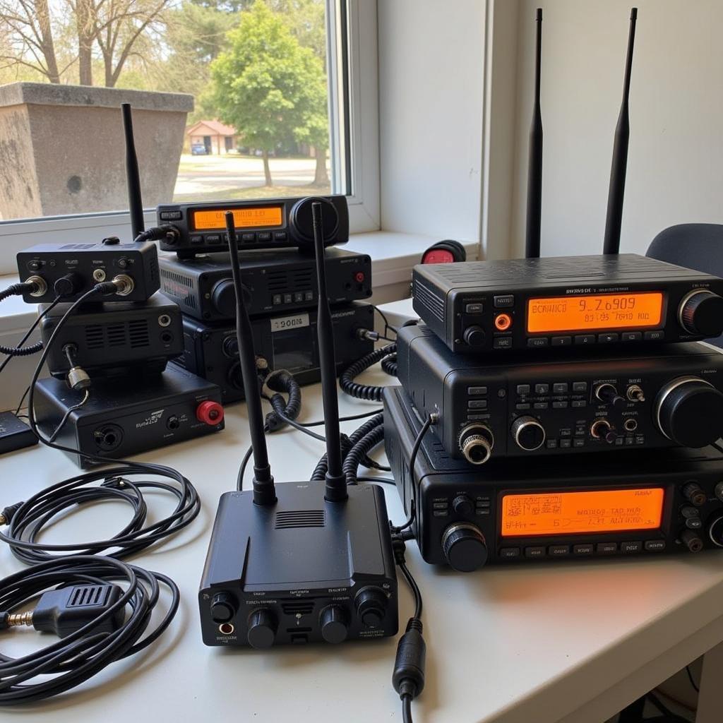 A close-up of VHF radio equipment, showcasing the technical aspects of this hobby.