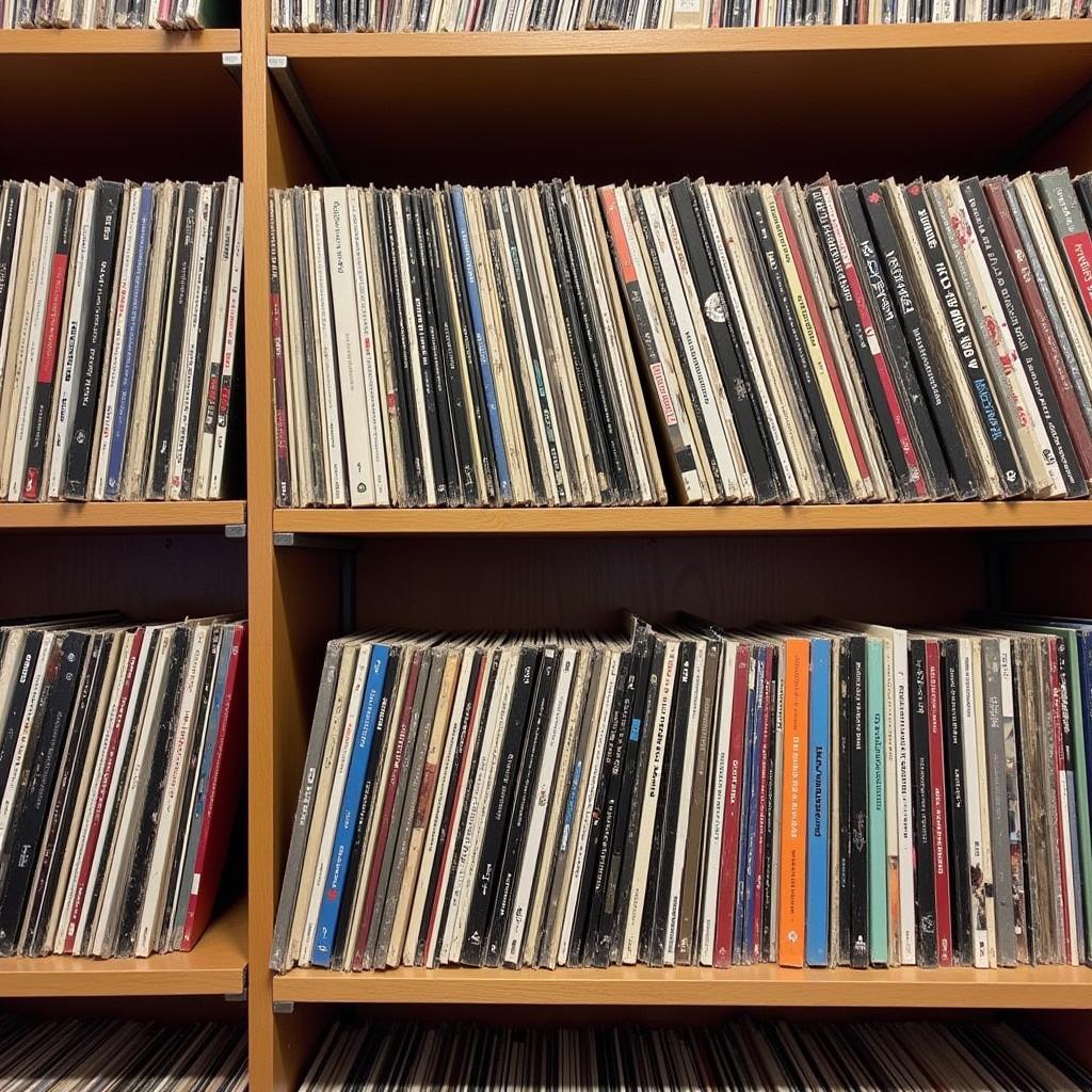 An extensive and meticulously organized vinyl record collection