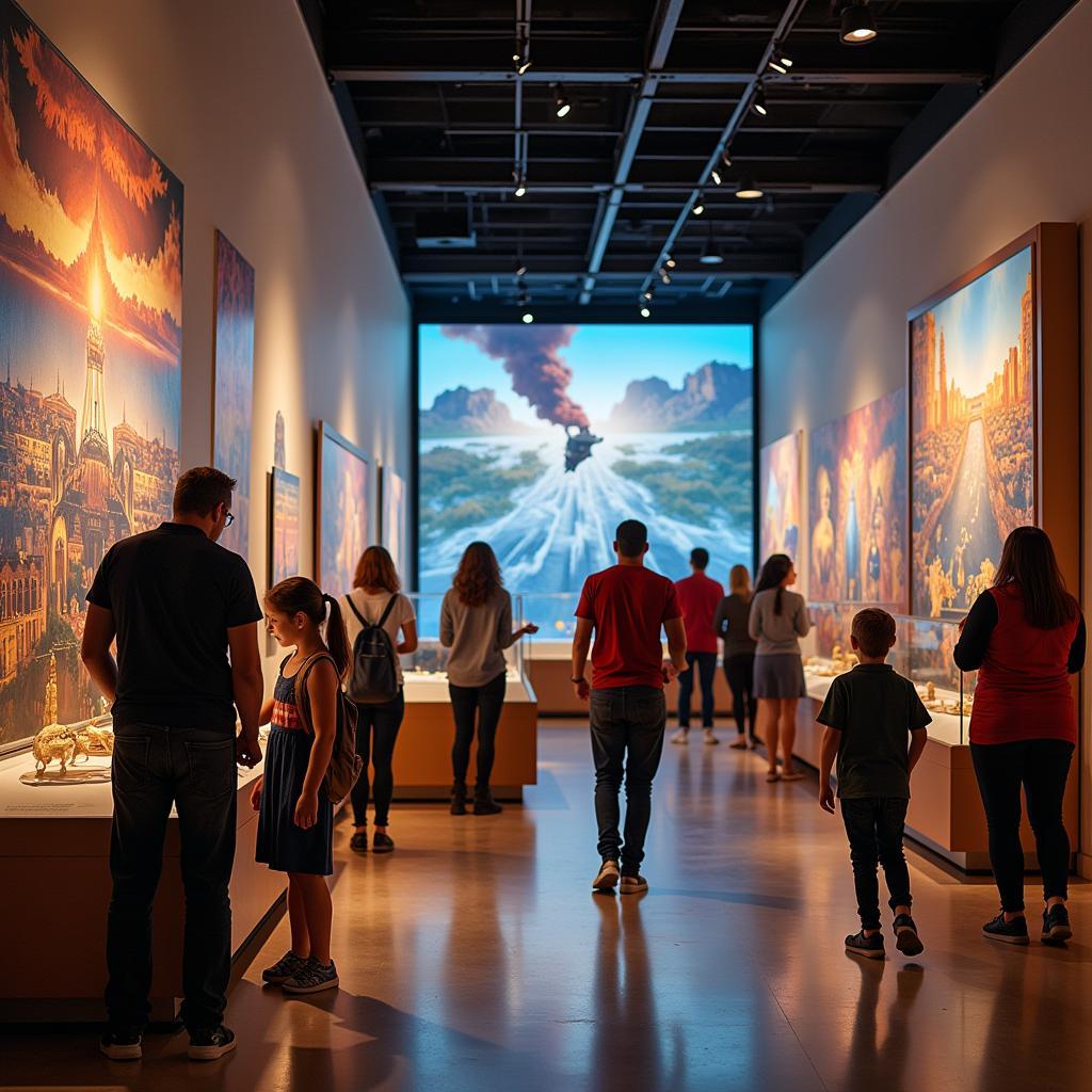 Visitors, including families and individuals, engage with exhibits at the Benzie Area Historical Museum