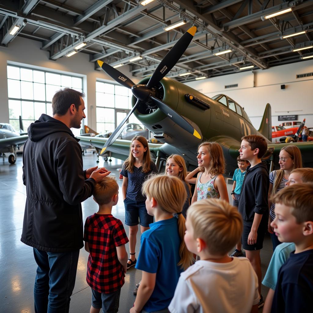 Visitors Interacting with Restored Aircraft