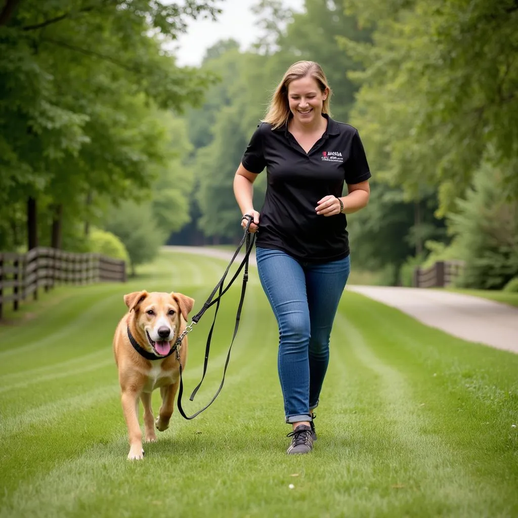 Volunteer Walking a Dog