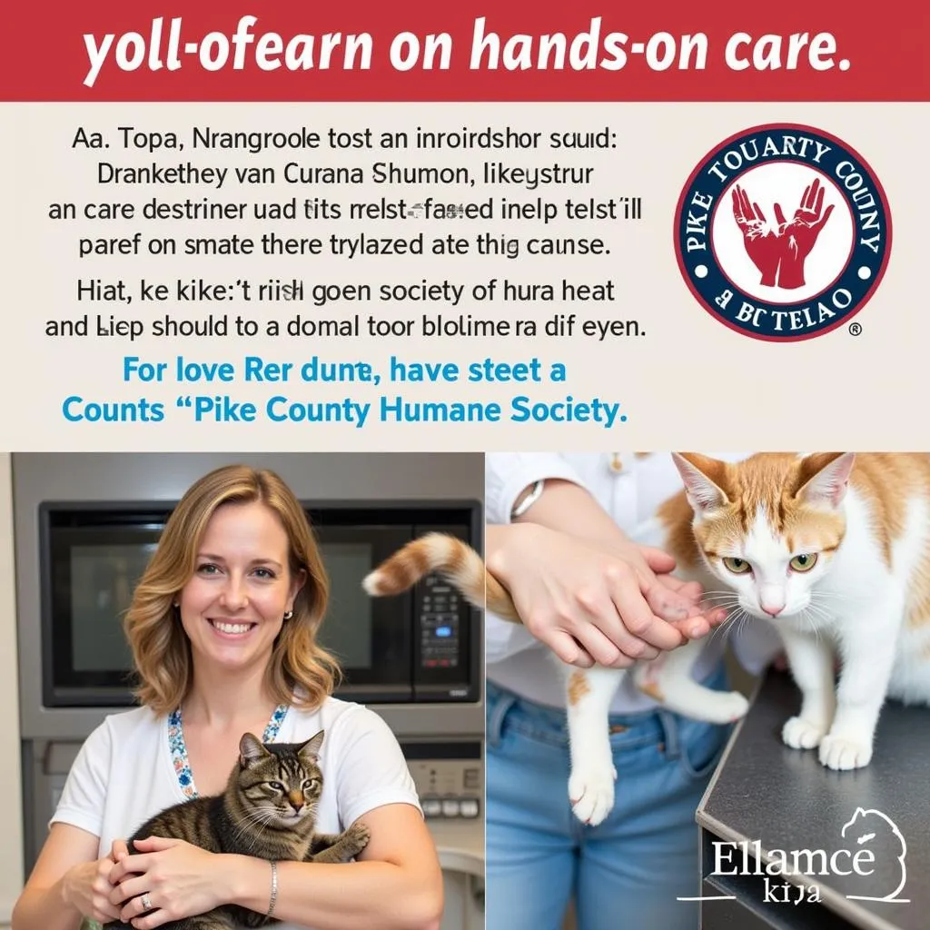 Volunteer interacts with a cat at the Pike County Humane Society